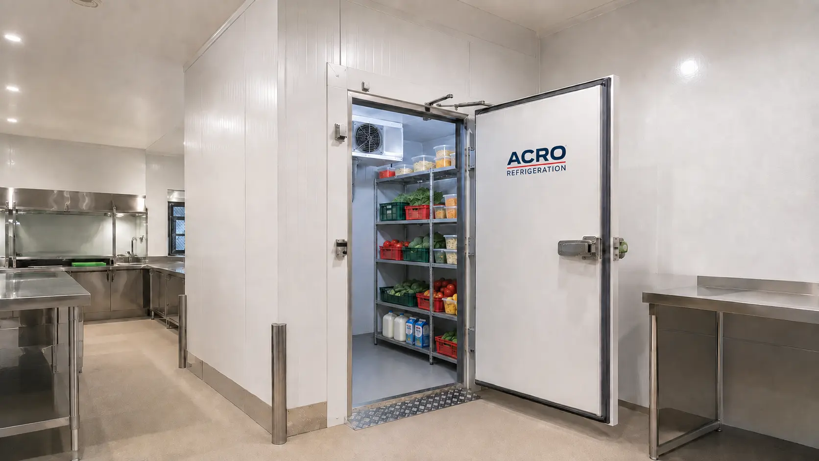 Commercial cold room in an Australian food-service facility